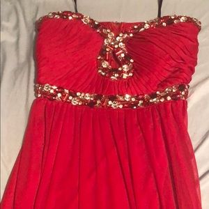 Red long prom or formal dress